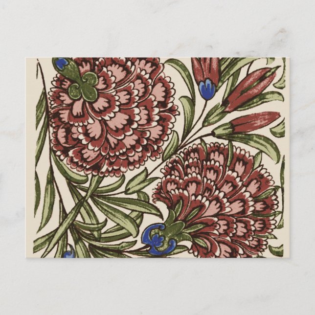 Carnation Flower Tile Antique Rustic Art Vykort (Framsida)