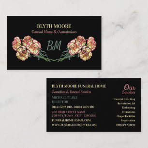 Carnation Flowers, Funeral Home, Directors Visitkort