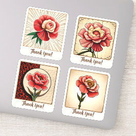 Carnation Flowers Groovy Retro Personlig Klistermärken