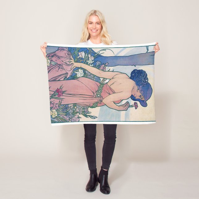 Carnation (Four Flowers), Alphonse Mucha Fleecefilt (På plats)