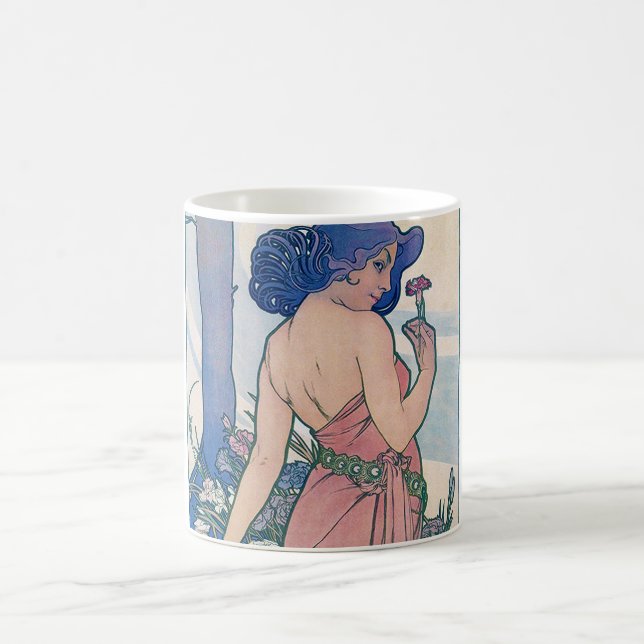 Carnation (Four Flowers), Alphonse Mucha Kaffemugg (Center)
