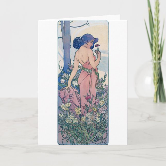 Carnation (Four Flowers), Alphonse Mucha Kort (Framsida)
