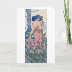 Carnation (Four Flowers), Alphonse Mucha Kort