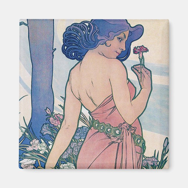 Carnation (fyra blommor), Alphonse Mucha Magnet (Framsidan)