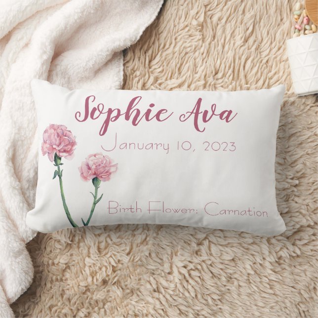 Carnation Januth Birth Monte Flower Lumbarkudde (Filt)