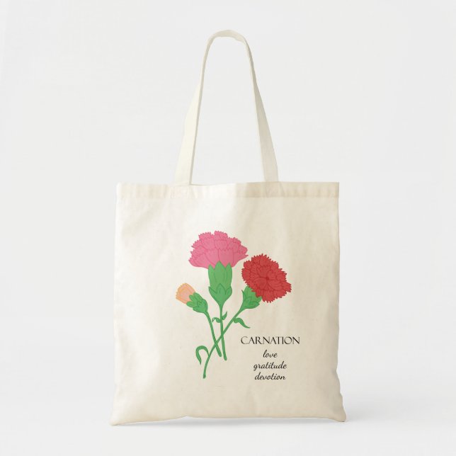 Carnation Januth Birth Month Flower Bag Tygkasse (Framsidan)