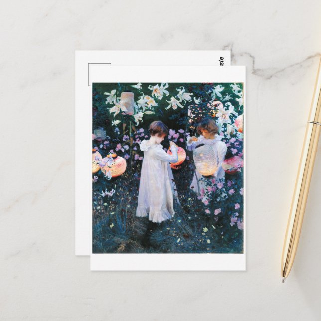 Carnation, Lily, Lily, Ro, Sargent Vykort (Fram/Back In Situ)