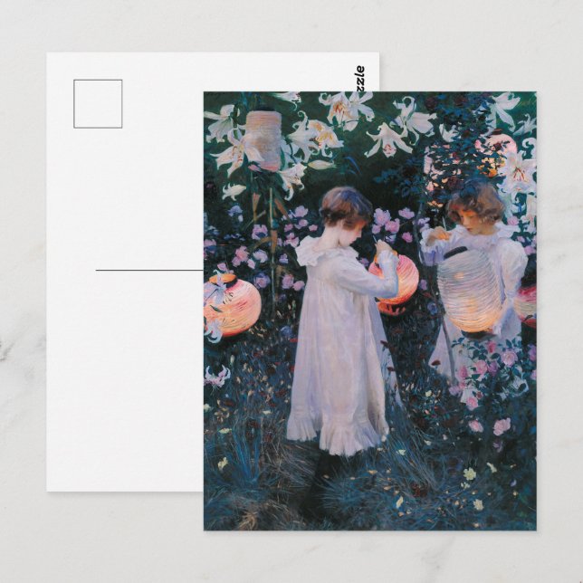 Carnation Lily Lily Rose av John Singer Sargent Vykort (Fram/baksida)