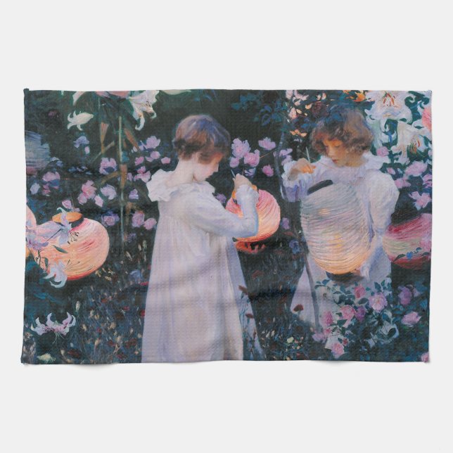 Carnation Lily Ro John Singer Sargent Art Kökshandduk (Horisontell)