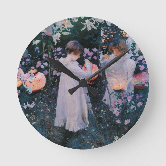 Carnation Lily Ro John Singer Sargent Art Rund Klocka (Framsida)
