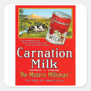 Carnation Mjölk - Vintage Mjölk Ad Fyrkantigt Klistermärke