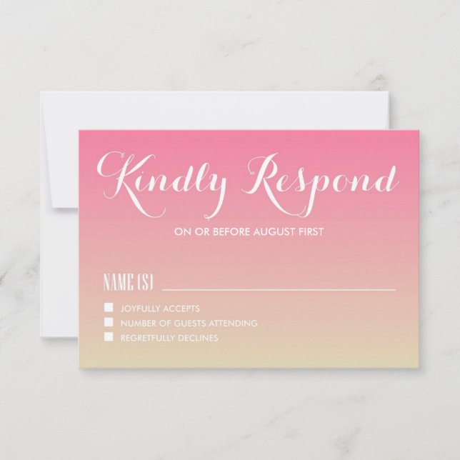 Carnation Rosa Gradient Sunset Bröllop OSA Card Kort (Framsida)