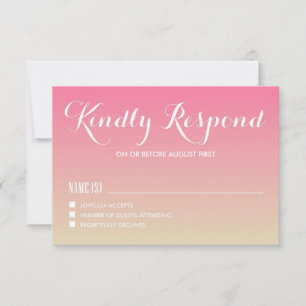 Carnation Rosa Gradient Sunset Bröllop OSA Card Kort