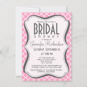 Carnation Rosa Quatrefoil Inbjudningar