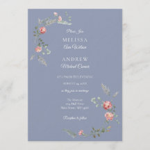 Carnations and Blue Wedding Invitation Suite
