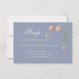 Carnations and  Blue Wedding RSVP card OSA Kort