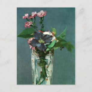 Carnations and Clematis by Edouard Manet Postcard Vykort