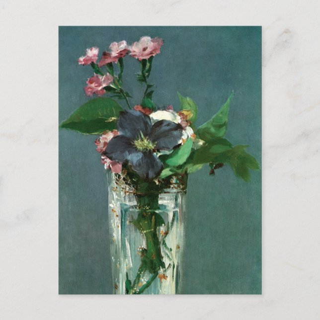 Carnations and Clematis by Edouard Manet Postcard Vykort (Framsida)