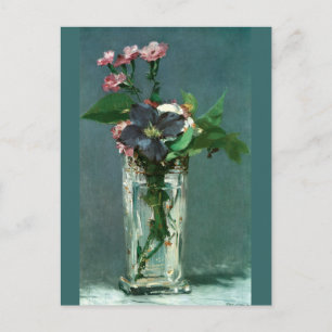 Carnations and Clematis by Edouard Manet Postcard Vykort