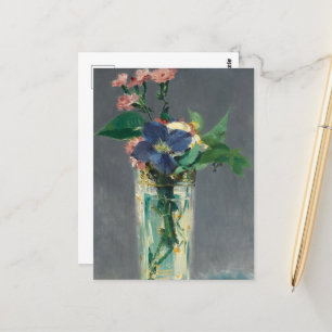 Carnations and Clematis in a Crystal Vas by Manet Vykort