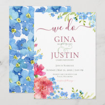 Carnations & Glöm mig inte bröllopsinbjudan.