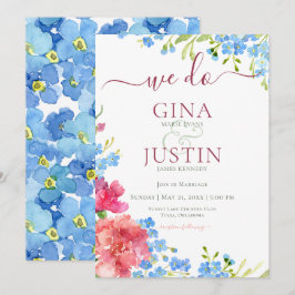 Carnations & Glöm mig inte bröllopsinbjudan. Inbjudningar