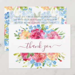 Carnations & Glöm mig Nots Bröllop Tack Kort