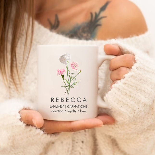 Carnations Januari Anpassningsbar Birkelblomma Jumbo Mugg (Skapare uppladdad)