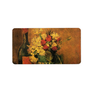 Carnations, Ro och ett Flaska av Vincent van Gogh Adressetikett