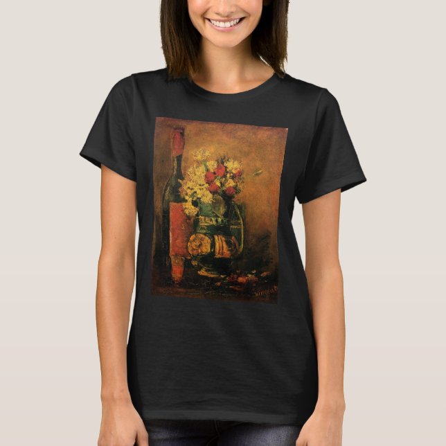 Carnations, Ro och ett Flaska av Vincent van Gogh Tee Shirt (Framsida)