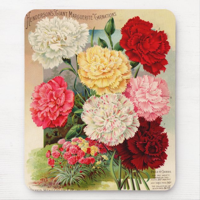 Carnations Seed Packet Mousepad Musmatta (Framsidan)