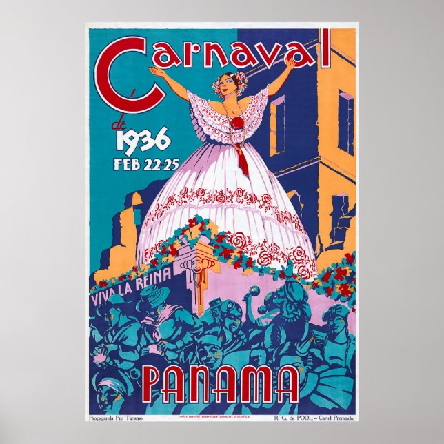 Carnaval de 1936, Feb. 22-25, Panama Poster (Framsidan)