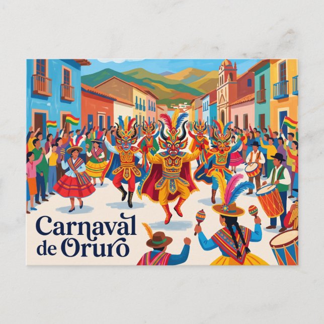Carnaval de Oruro Bolivia Vykort (Framsida)