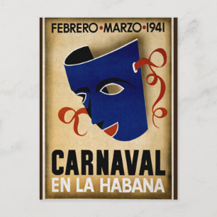 Carnaval Havana Vintage Cuba Travel Advertisement Vykort