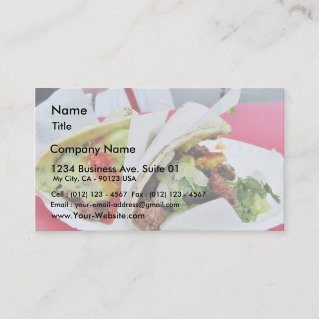 Carne Asada Tacos Guacamole Visitkort (Framsida)