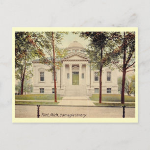 Carnegie Bibliotek, Flint, Michigan Vintage Vykort