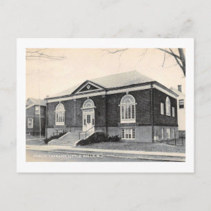 Carnegie Bibliotek, Little Falls, New jersey Vinta Vykort