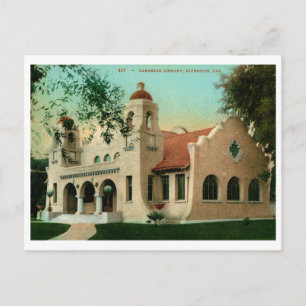 Carnegie Bibliotek, Riverside CA Vintage Vykort