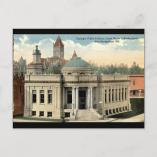 Carnegie Bibliotek San Bernardino CA Vintage c1915 Vykort