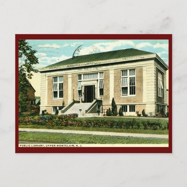 Carnegie Bibliotek, Upper Montclair NJ Vykort (Framsida)