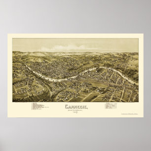 Carnegie panorama- karta för PA - 1897 Poster