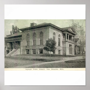 Carnegie Public Bibliotek, Järn Mountain, Michigan Poster
