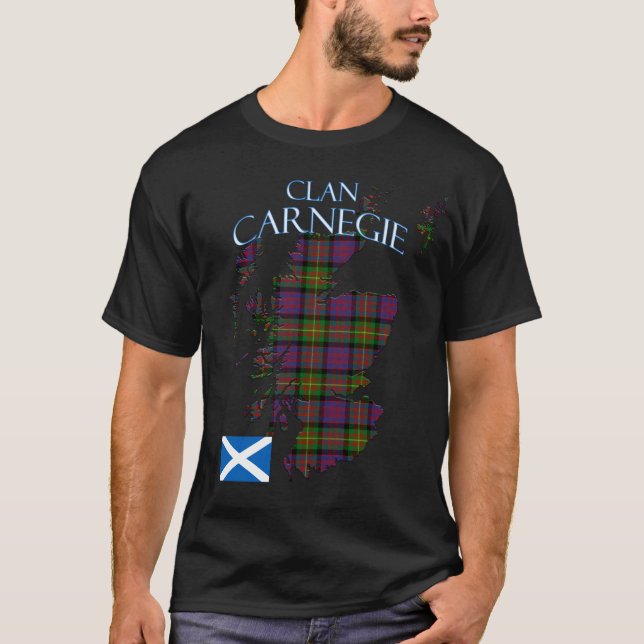 Carnegie Scottish Klan Tartan Scotland T Shirt (Framsida)