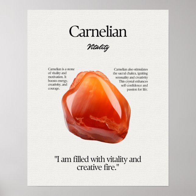 Carnelian Gem Crystal, meningskort Poster (Framsidan)