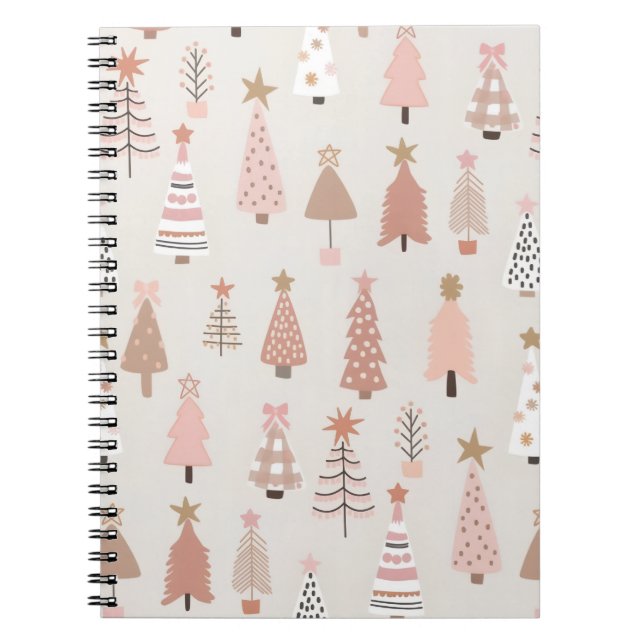 Carnet à spirales Noël Sapins Rose Anteckningsbok (Framsidan)