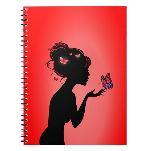 Carnet La femme papillons rouges Anteckningsbok (Framsidan)