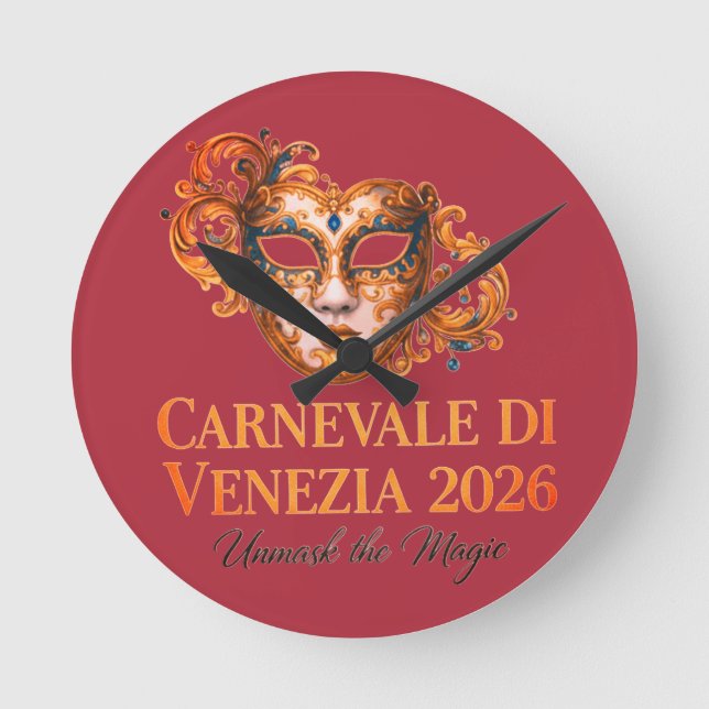 Carnevale Di Venezia 2026 - Venetian Wall Clock Rund Klocka (Framsida)