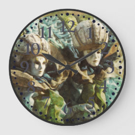 Carnevale di Venezia Italien Europe Art Wall Clock Stor Klocka