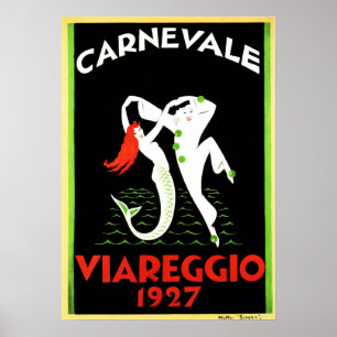 CARNEVALE VIAREGGIO Carnival Old Italiano Art Deco Poster