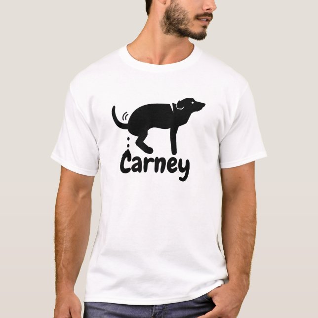 Carney Hund Pooping (svart logotyp) T Shirt (Framsida)